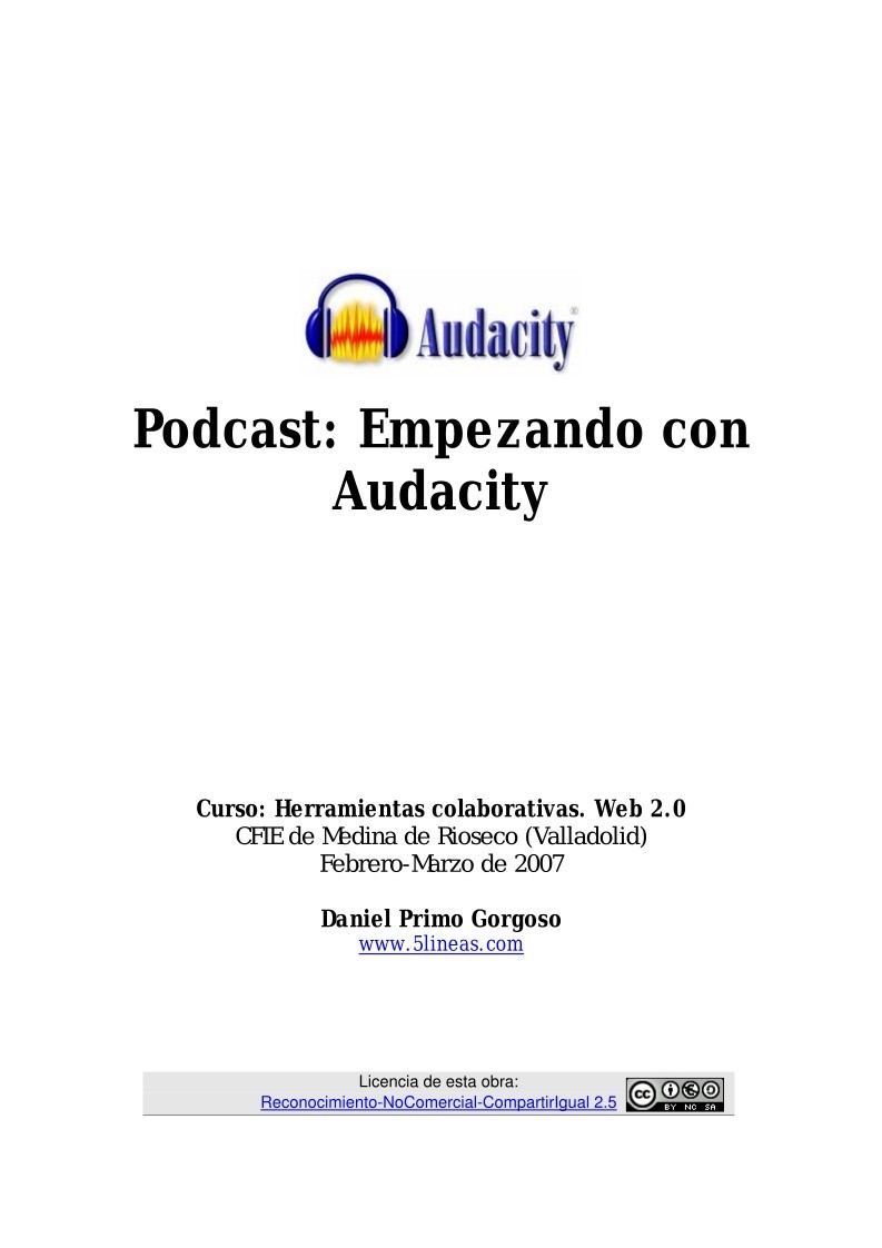 Imágen de pdf Manual de Audacitiy: Primeros pasos para hacer un Podcast