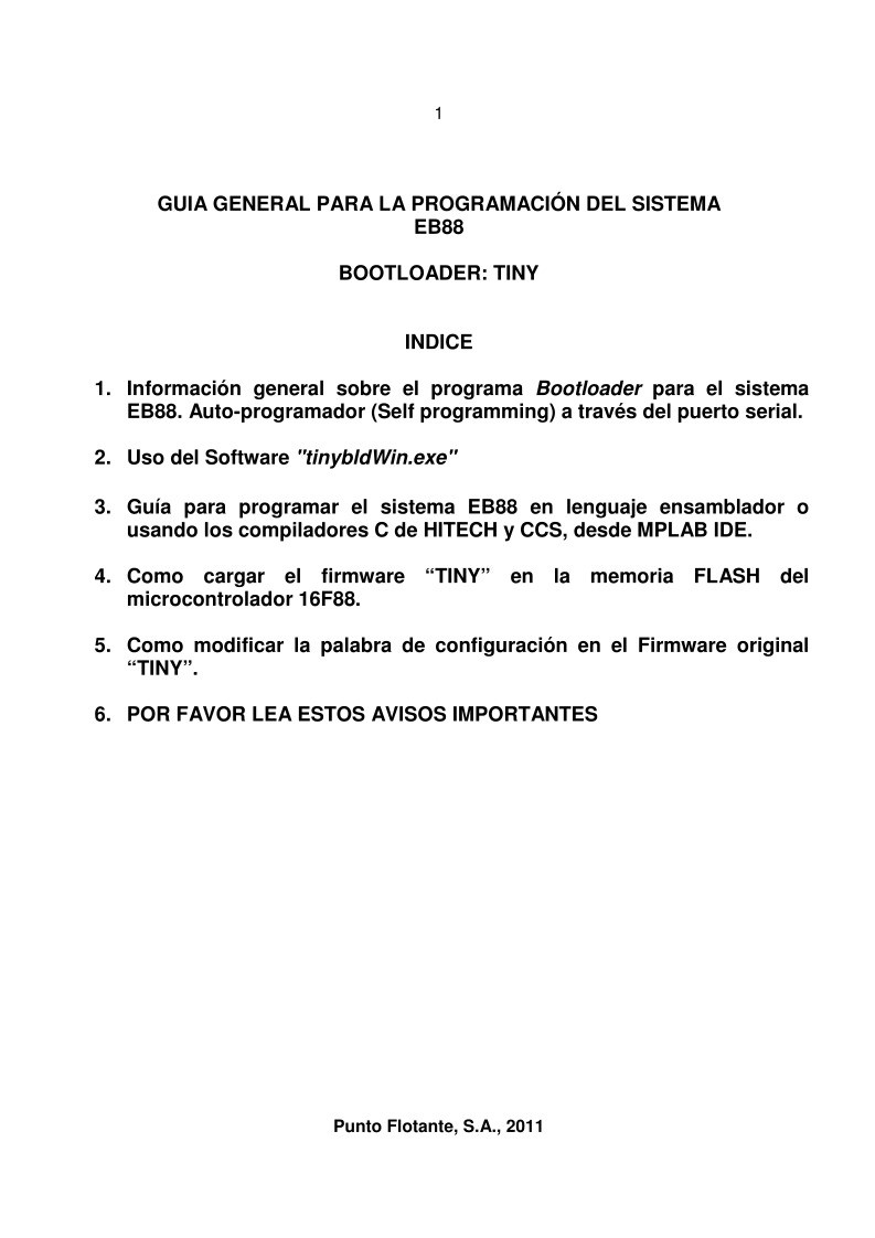 Imágen de pdf GUIA GENERAL PARA LA PROGRAMACION DEL SISTEMA EB88 TINY