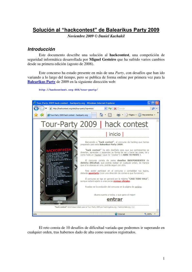 Imágen de pdf Solución al "hackcontest" de Balearikus Party 2009