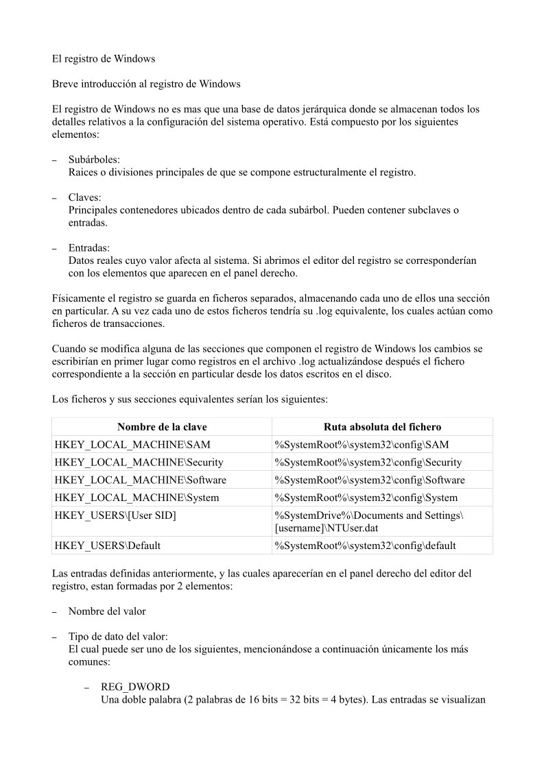 Imágen de pdf Breve introducción al registro de Windows