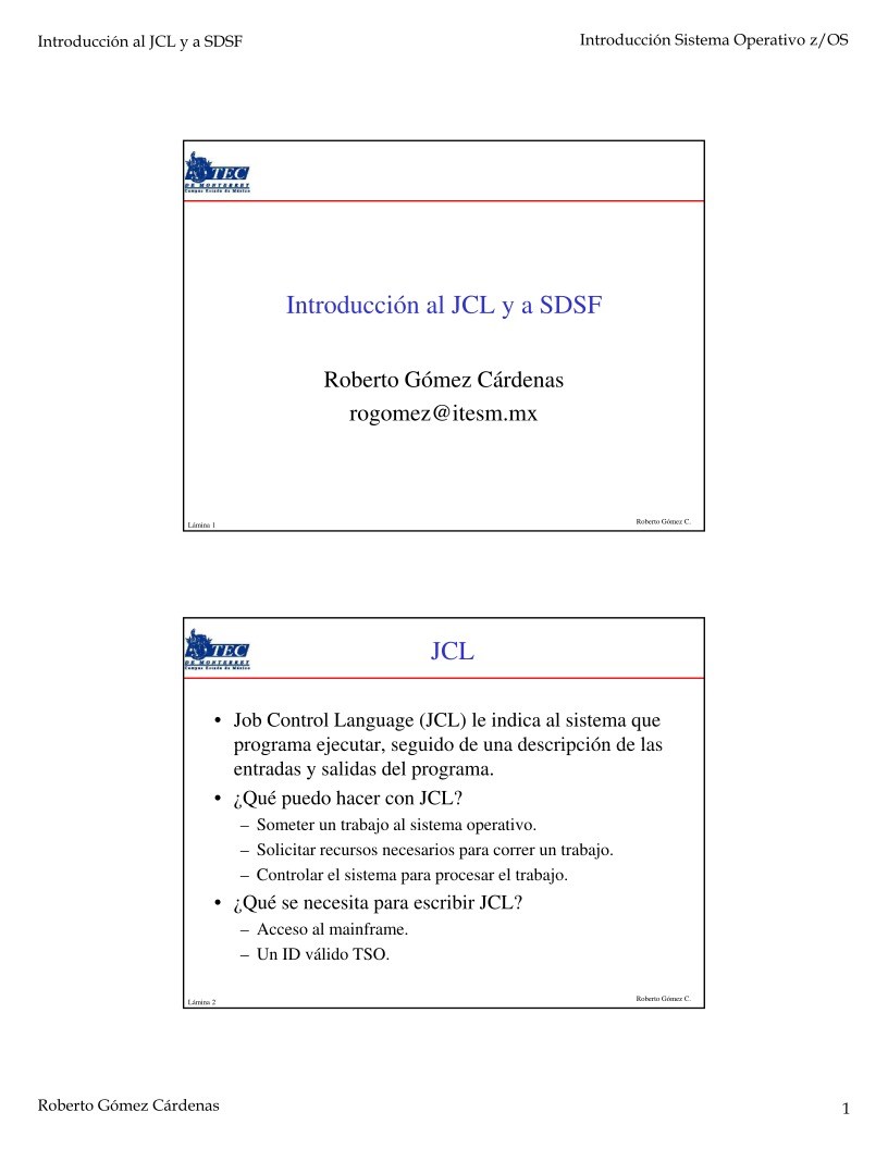Imágen de pdf Introducción al JCL y a SDSF