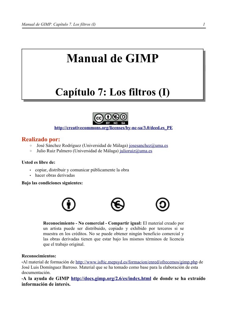 Imágen de pdf Manual de GIMP - Capítulo 7. Los filtros (I)