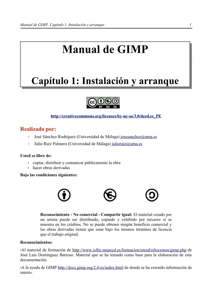 Imágen de pdf Manual de GIMP - Capítulo 1. Instalación y arranque
