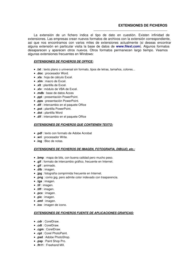 Imágen de pdf EXTENSIONES DE FICHEROS
