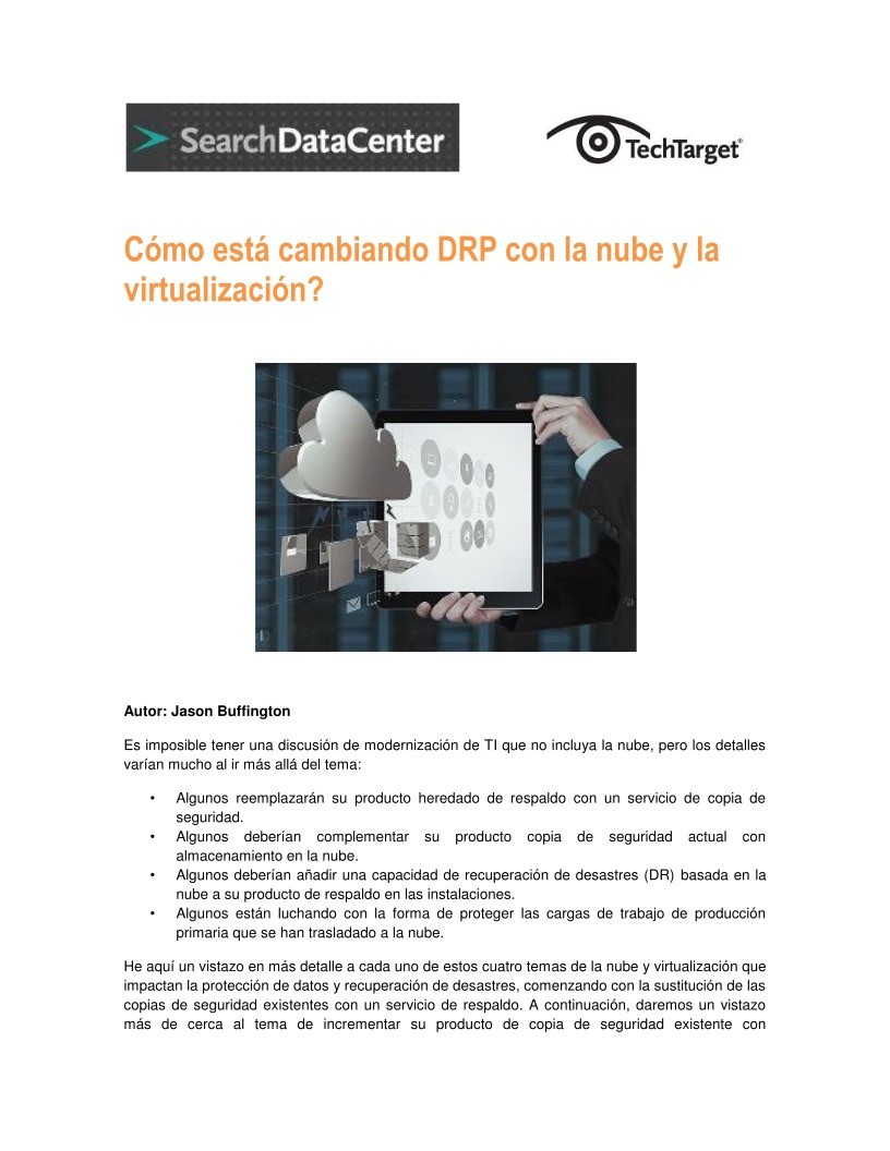 Imágen de pdf como esta cambiando DRP con la virtualización y la nube