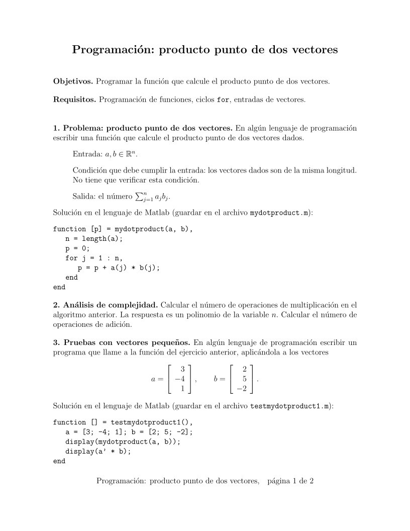 Imágen de pdf Programación: producto punto de dos vectores