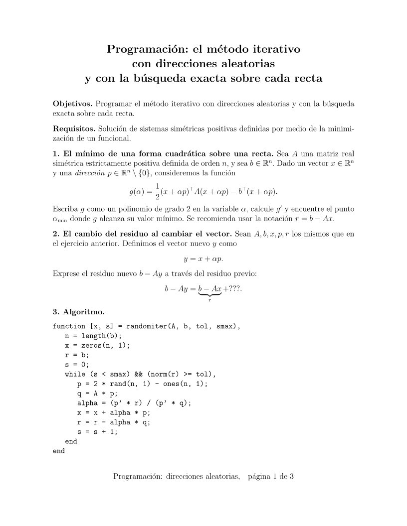 Imágen de pdf Programación: el método iterativo con direcciones aleatorias y con la búsqueda exacta sobre cada recta