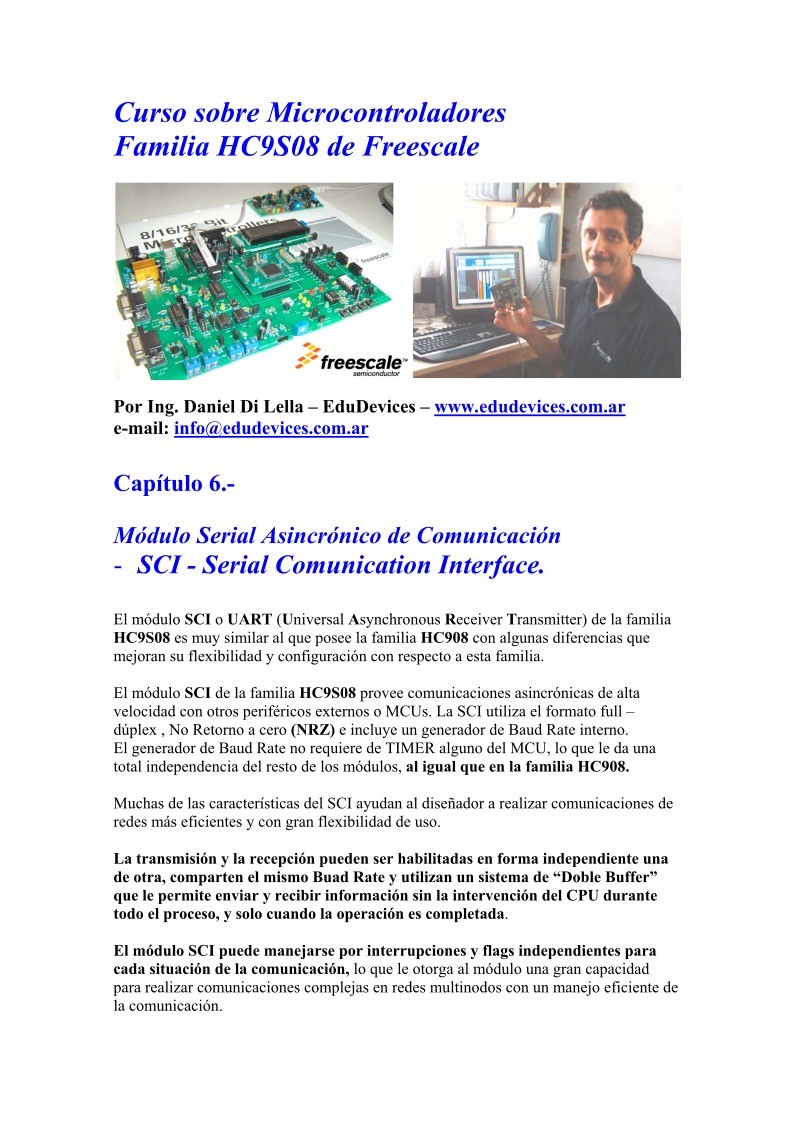 Imágen de pdf Capítulo 6/13 - Módulo Serial Asincrónico de Comunicación - SCI - Serial Comunication Interface - Curso sobre Microcontroladores