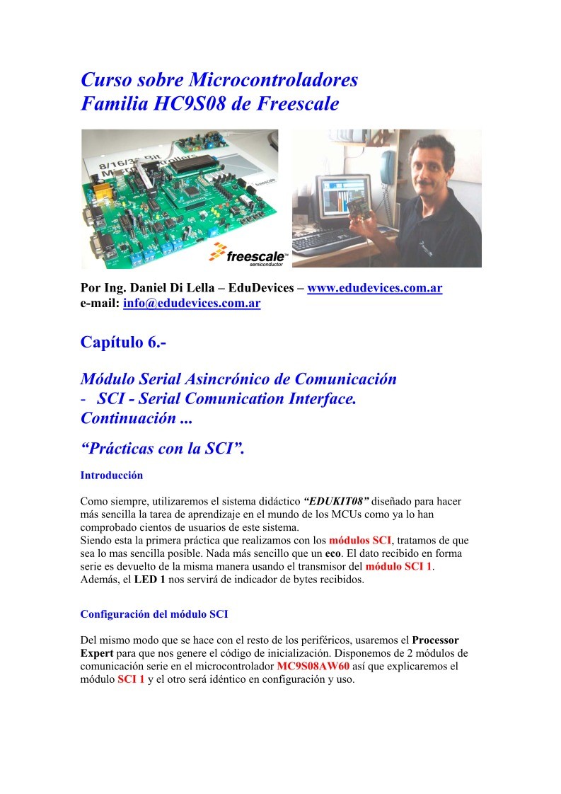 Imágen de pdf Capítulo 6/15 - Módulo Serial Asincrónico de Comunicación - SCI - Serial Comunication Interface - Curso sobre Microcontroladores