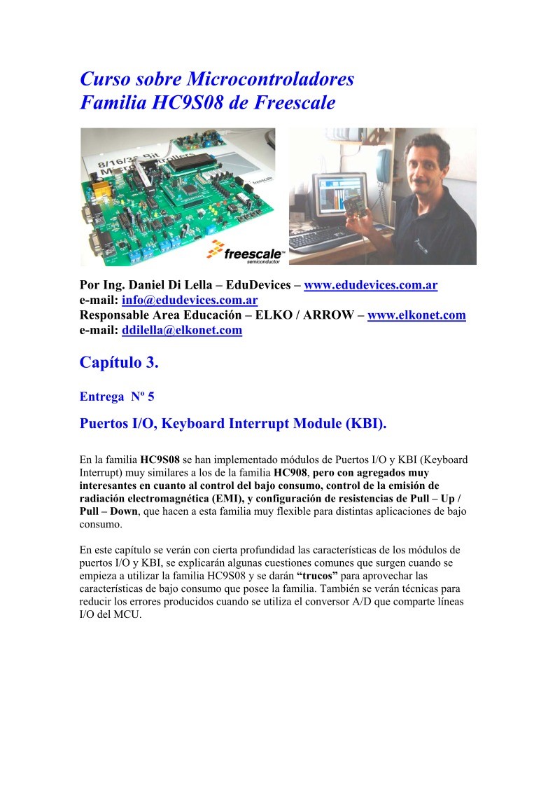 Imágen de pdf Capítulo 3/5 - Puerto I/O, Keyboard Interrupt Module (KBI) - Curso sobre Microcontroladores