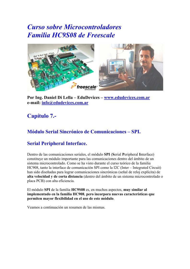 Imágen de pdf Capítulo 7/16 - Módulo Serial Sincrónico de Comunicaciones - SPI - Curso sobre Microcontroladores
