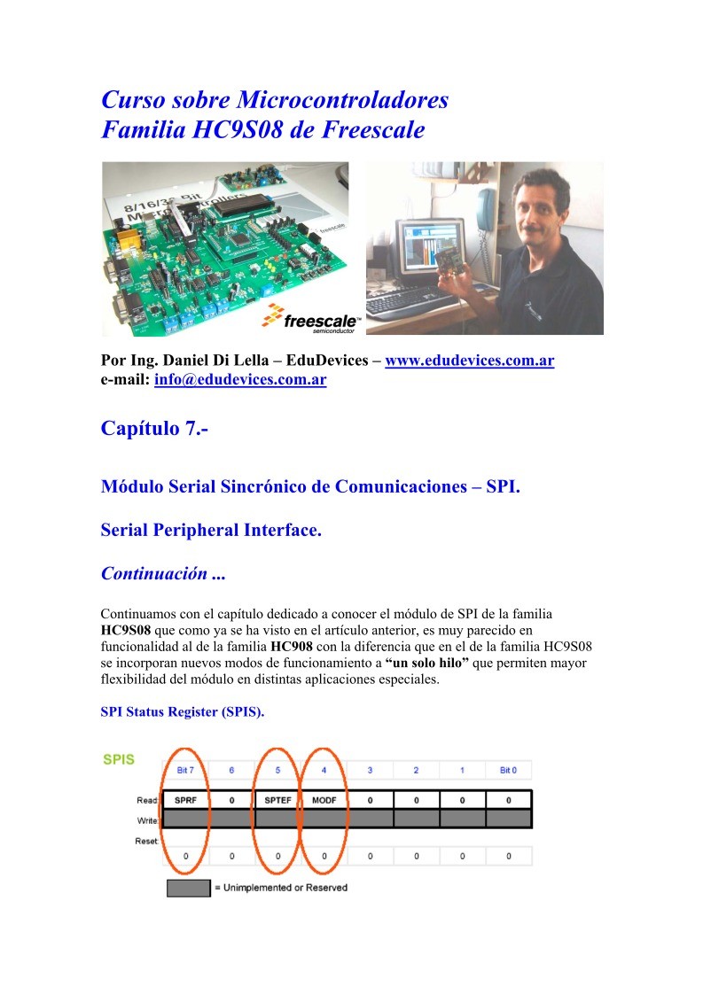 Imágen de pdf Capítulo 7/17 - Módulo Serial Sincrónico de Comunicaciones - SPI - Curso sobre Microcontroladores