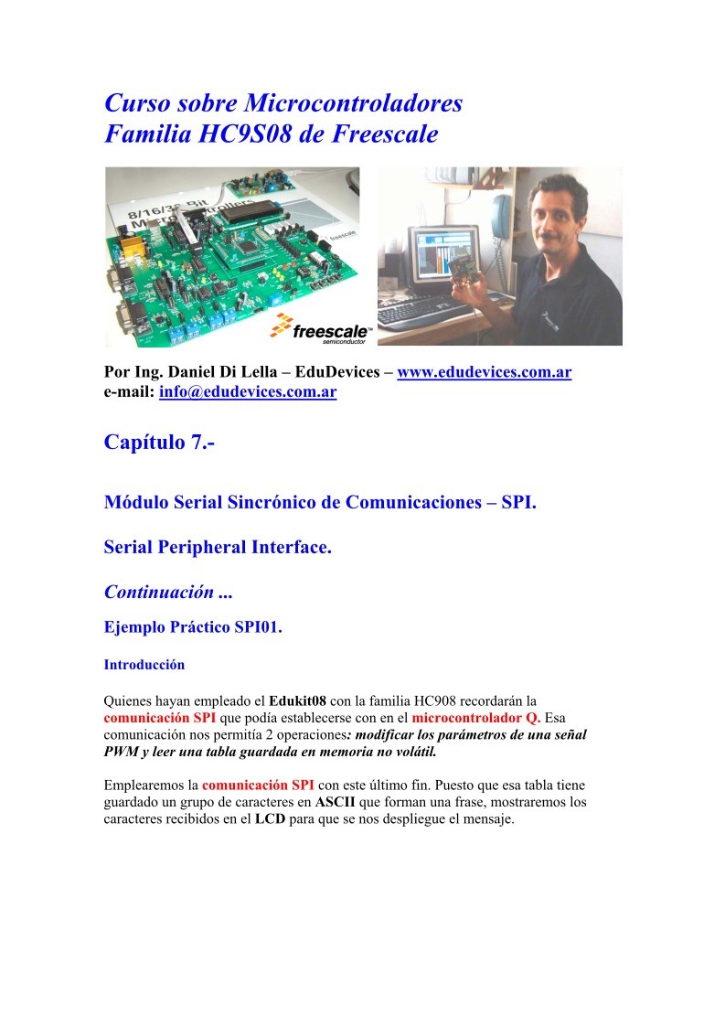Imágen de pdf Capítulo 7/18 - Módulo Serial Sincrónico de Comunicaciones - SPI - Curso sobre Microcontroladores