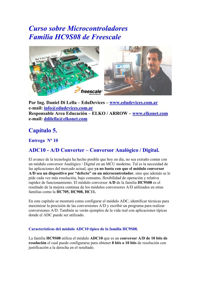 Imágen de pdf Capítulo 5/10 - ADC10 - A/D Converter – Conversor Analógico / Digital - Curso sobre Microcontroladores