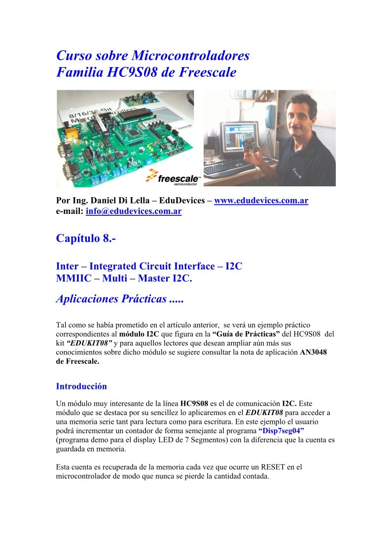 Imágen de pdf Capítulo 8/21 - Inter – Integrated Circuit Interface - I2C - Curso sobre Microcontroladores