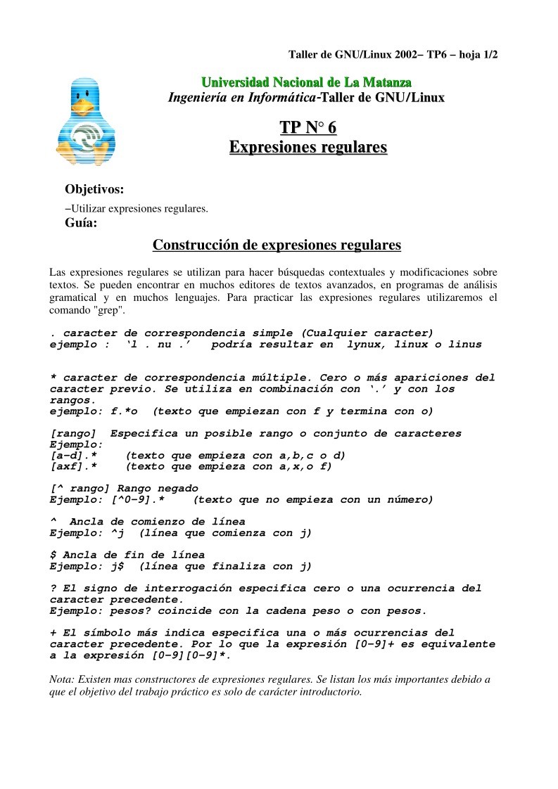 Imágen de pdf TP6 Expresiones regulares