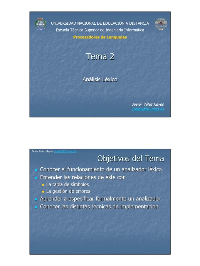 Imágen de pdf Procesadores de Lenguajes - Tema 2. Análisis léxico
