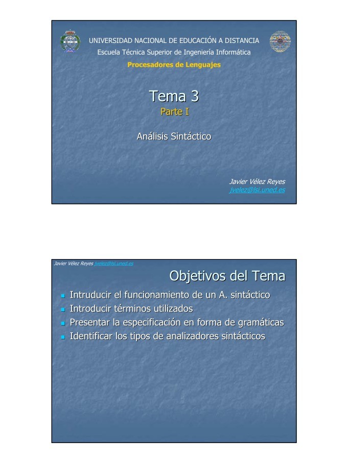 Imágen de pdf Procesadores de Lenguajes - Tema 3.I. Análisis sintáctico