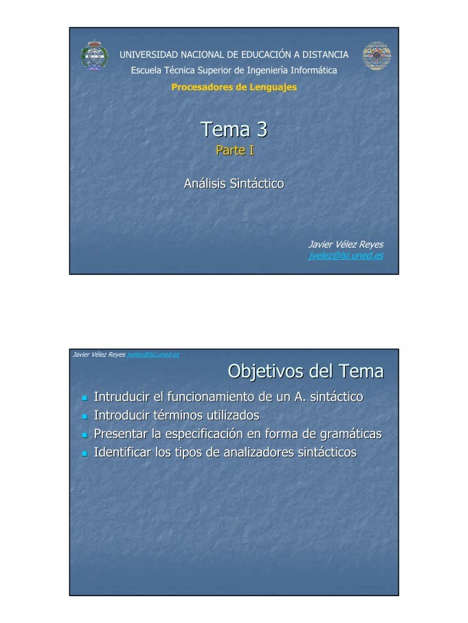 Imágen de pdf Procesadores de Lenguajes - Tema 3.I. Análisis sintáctico