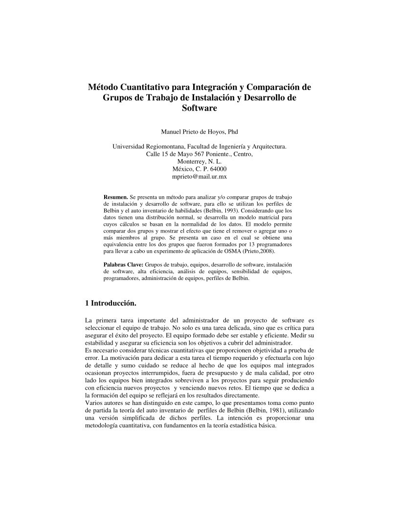 Imágen de pdf Método Cuantitativo para Integración y Comparación de Grupos de Trabajo de Instalación y Desarrollo de Software