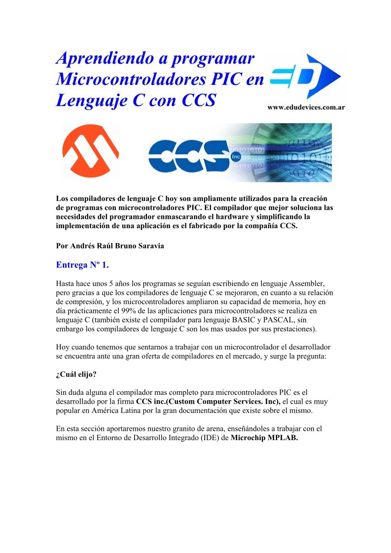 Imágen de pdf Entrega 1 - Aprendiendo a programar Microcontroladores PIC en Lenguaje C con CCS