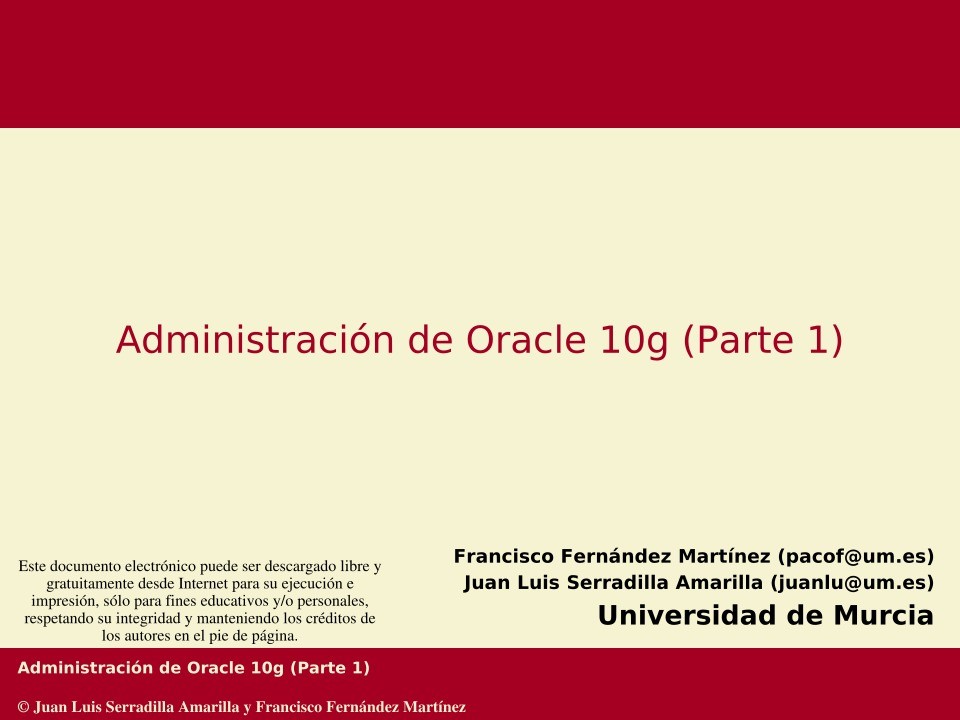 Imágen de pdf Administración Básica de Oracle 10g (Parte 1)