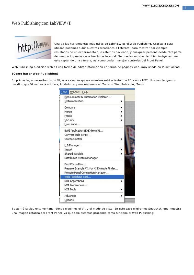 Imágen de pdf Web Publishing con LabVIEW