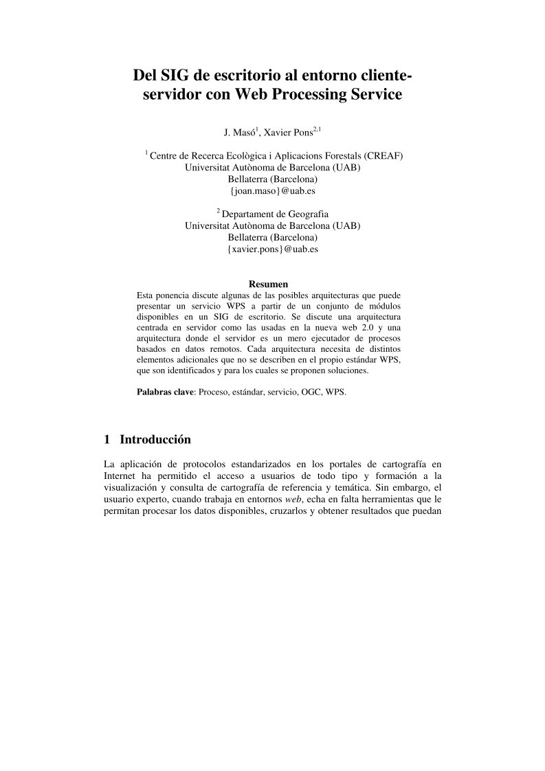 Imágen de pdf Del SIG de escritorio al entorno cliente-servidor con Web Processing Service