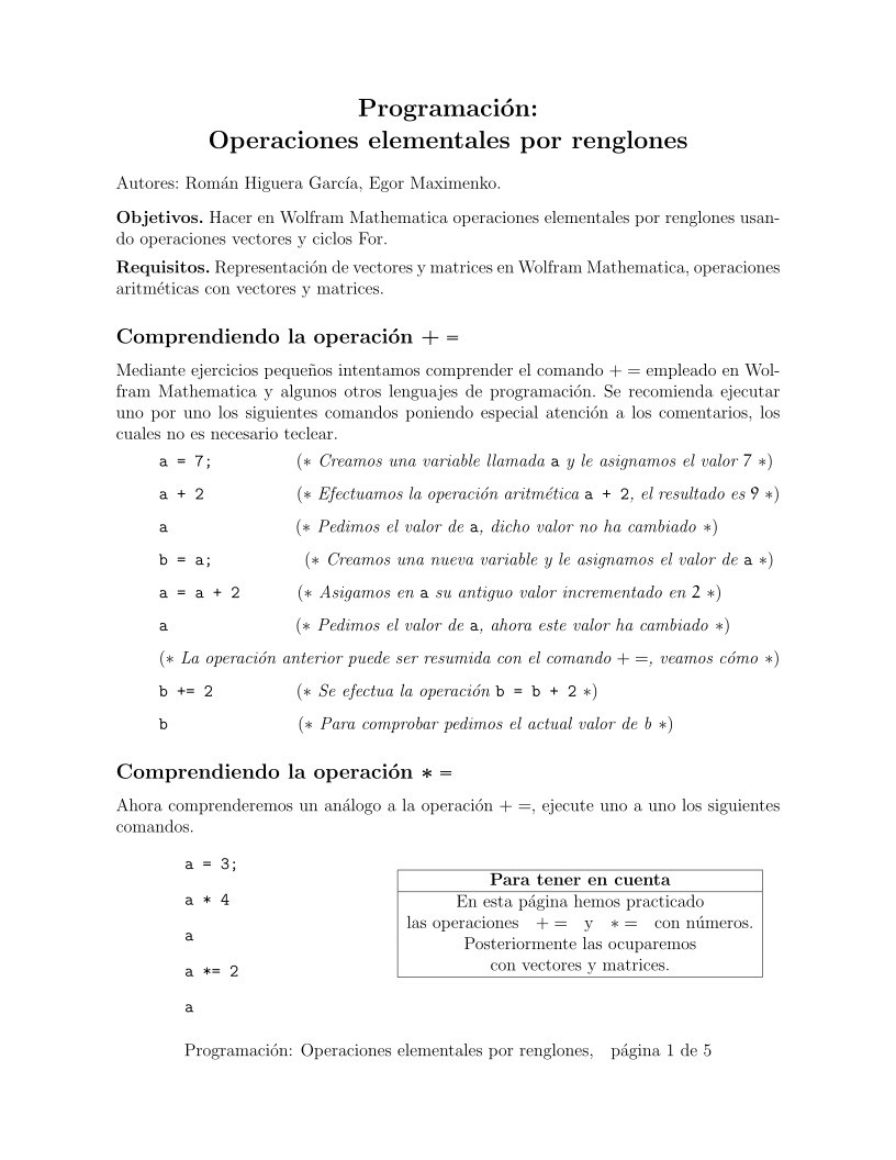 Imágen de pdf Programación: Operaciones elementales por renglones