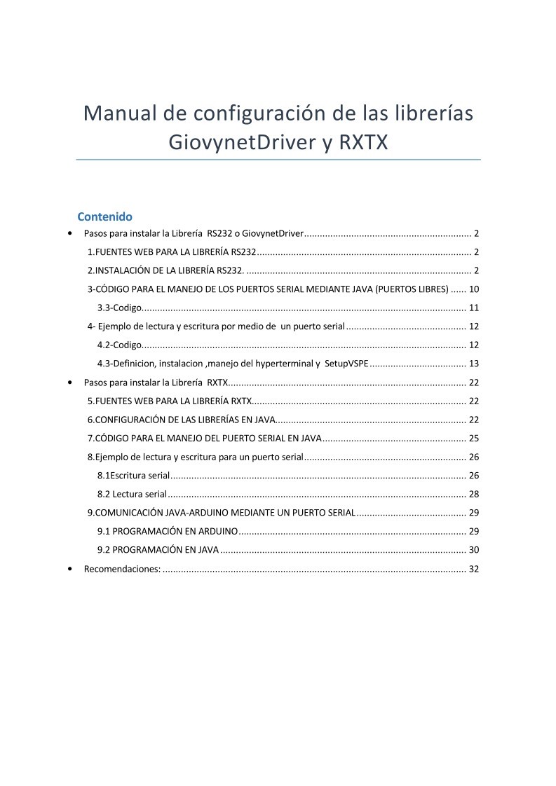 Imágen de pdf Manual de configuración de las librerías RS232 y RXTX