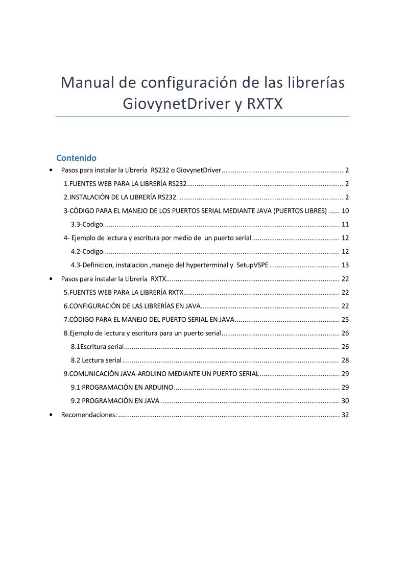 Imágen de pdf Manual de configuración de las librerías RS232 y RXTX
