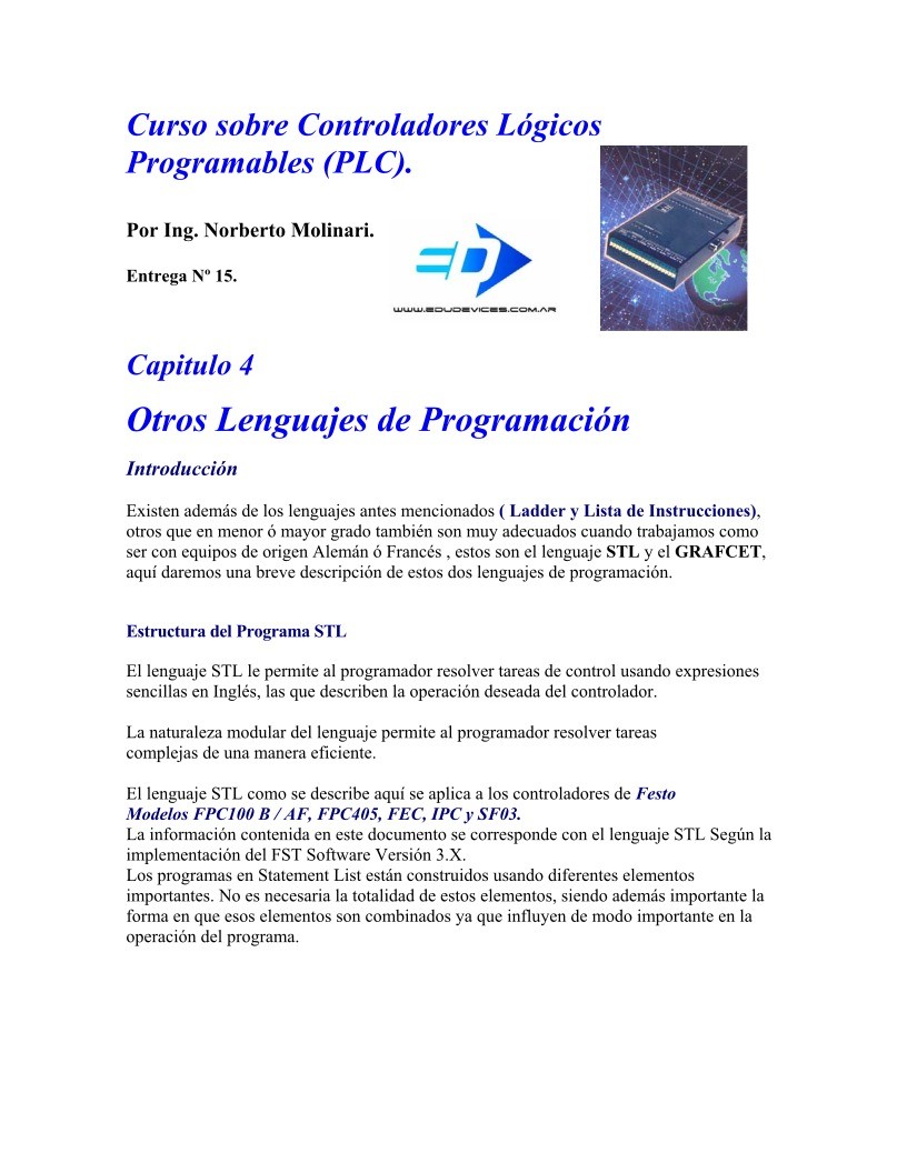 Imágen de pdf Entrega 15 - Curso sobre Controladores Lógicos Programables (PLC)