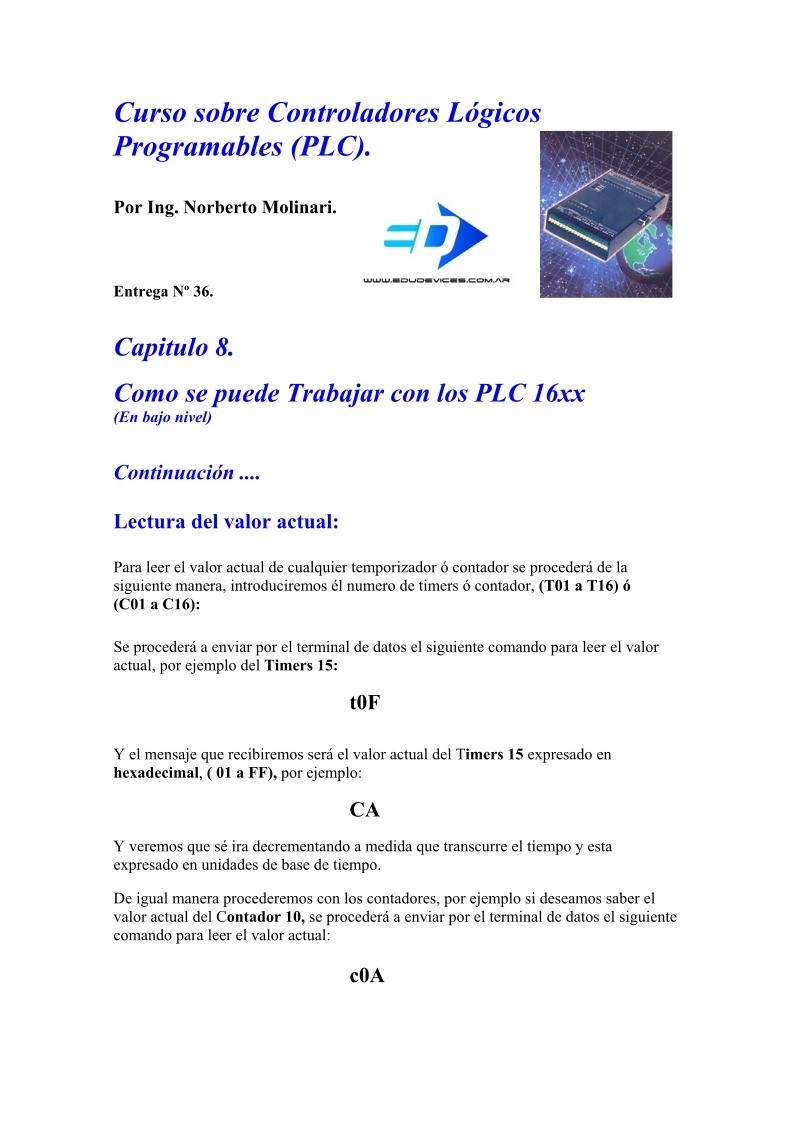 Imágen de pdf Entrega 36 - Curso sobre Controladores Lógicos Programables (PLC)