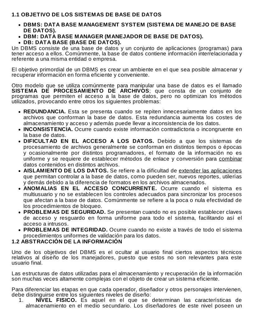 Imágen de pdf OBJETIVO DE LOS SISTEMAS DE BASE DE DATOS