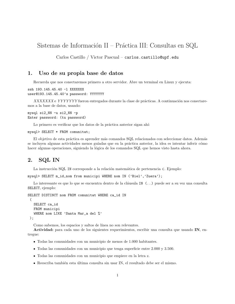 Imágen de pdf Sistemas de Información II - Práctica III: Consultas en SQL