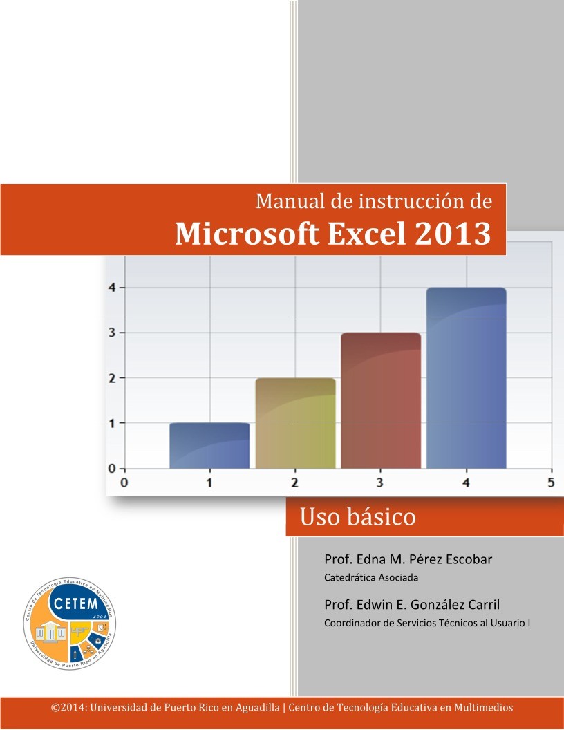 Imágen de pdf Manual de instrucción de Microsoft Excel 2013 - Uso básico