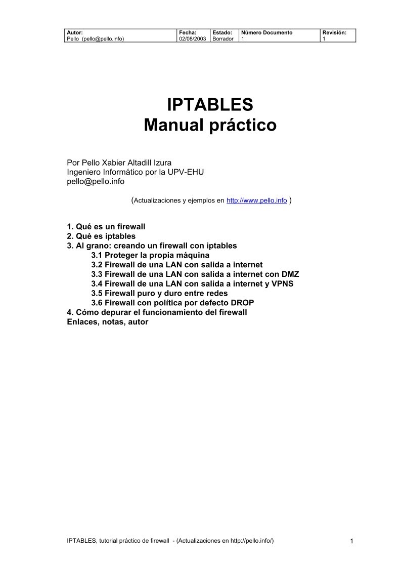 Imágen de pdf IPTABLES Manual práctico