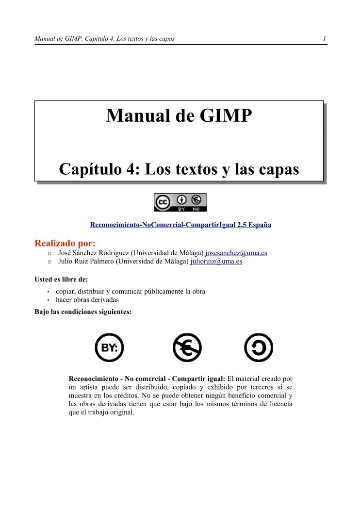 Imágen de pdf Manual de GIMP Capítulo 4: Los textos y las capas
