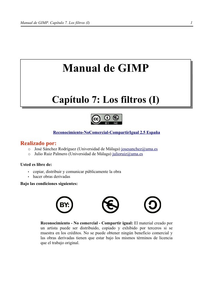 Imágen de pdf Manual de GIMP - Capítulo 7: Los Filtros (I)
