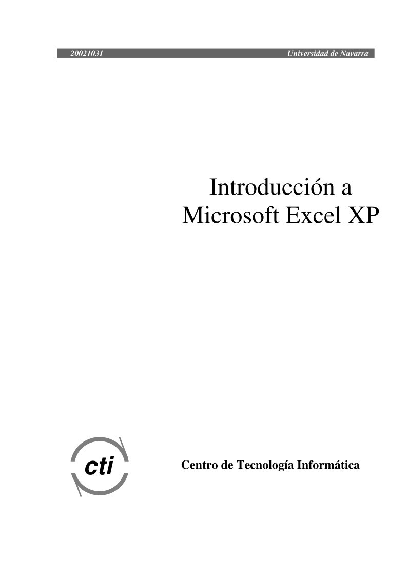 Imágen de pdf Introducción a Microsoft Excel XP