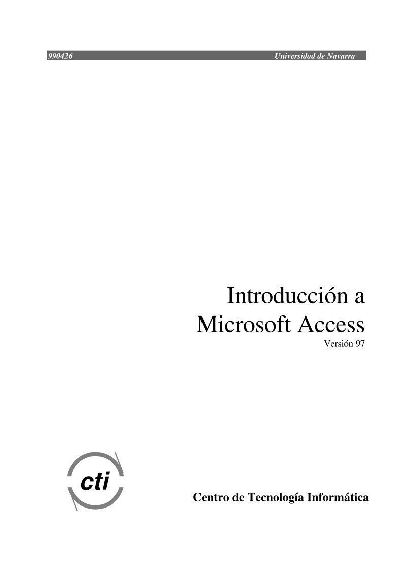 Imágen de pdf Introducción a Microsoft Access Versión 97