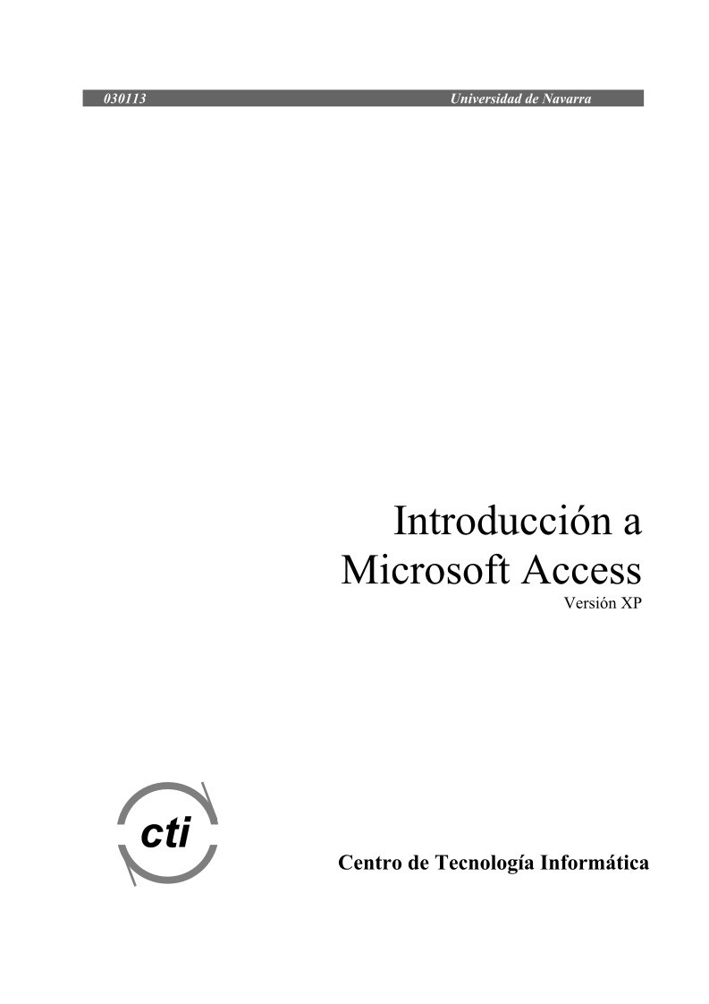 Imágen de pdf Introducción a Microsoft Access Versión XP