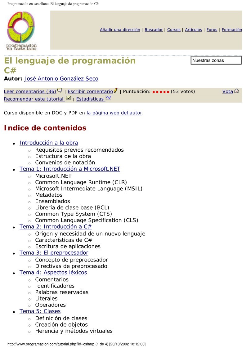 Imágen de pdf El lenguaje de programación C#