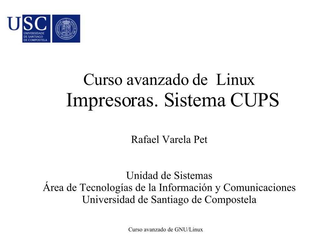 Imágen de pdf Curso avanzado de Linux Impresoras. Sistema CUPS