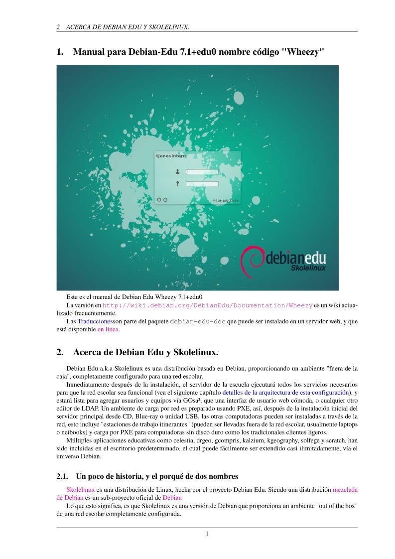 Imágen de pdf Manual de Debian Edu / Skolelinux 7.1+edu0