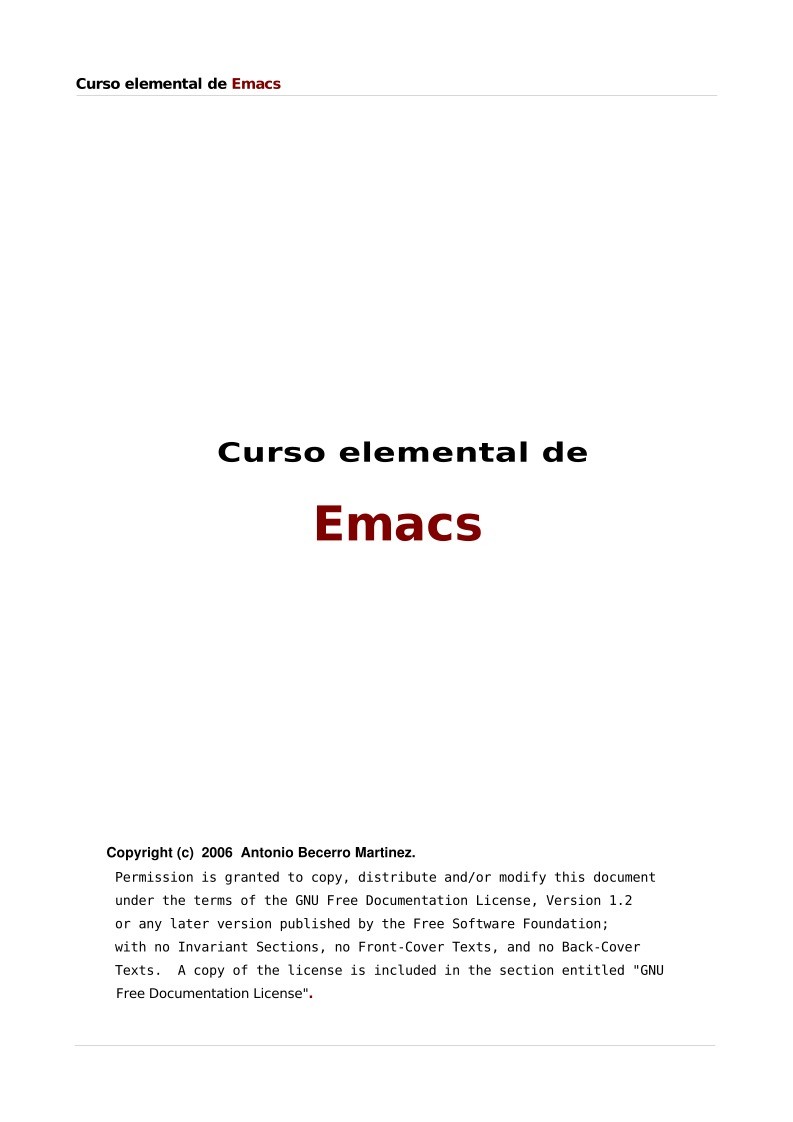 Imágen de pdf Curso elemental de Emacs