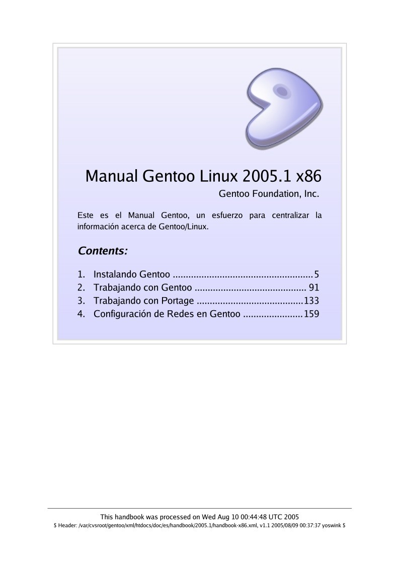 Imágen de pdf Manual Gentoo Linux 2005.1 x86