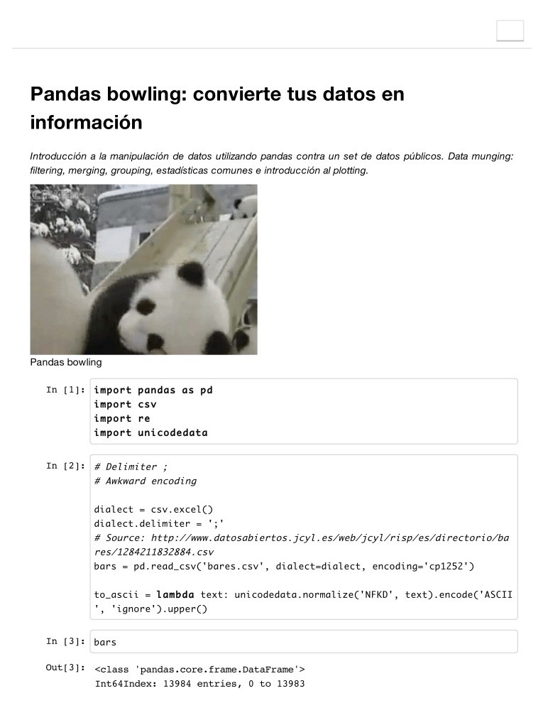 Imágen de pdf Pandas bowling: convierte tus datos en información
