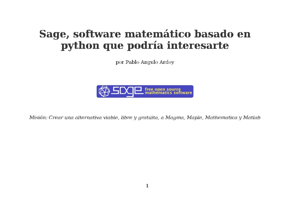 Imágen de pdf Sage, software matemático basado en python que podría interesarte