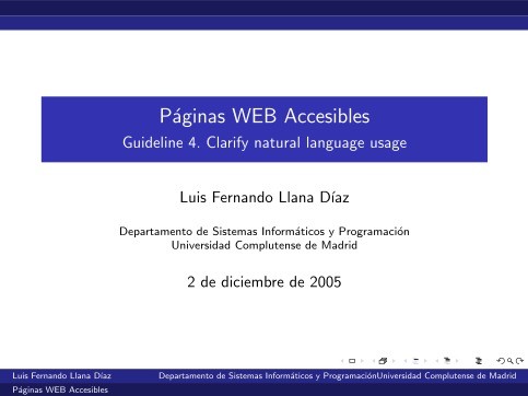 Imágen de pdf Páginas WEB Accesibles - Guideline 4. Clarify natural language usage
